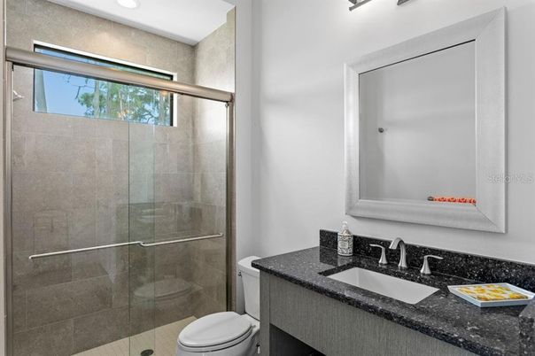 Bathroom, Glass Shower, Interior, Recessed Lighting