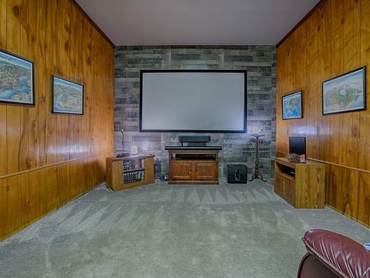Interior, Projection Screen, Wooden Walls