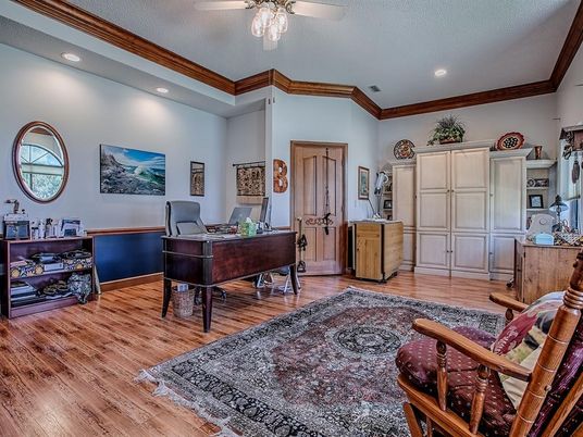 Home Office, Interior, Recessed Lighting, Wood Texture Flooring