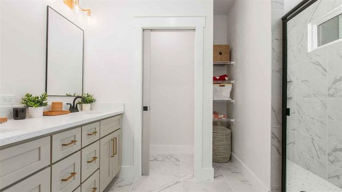 Bathroom, Dual Sink Vanities, Interior, Marble, Marble Walls