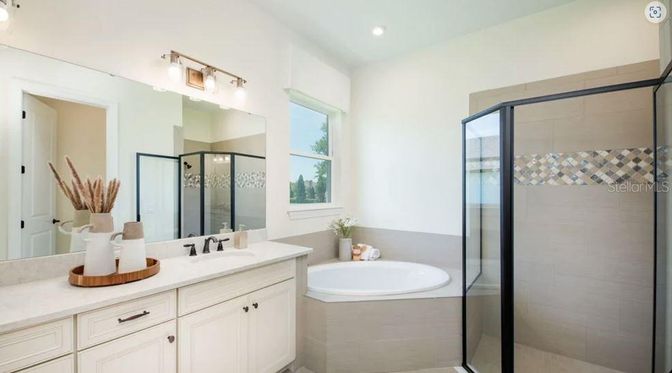 Bathroom, Dual Sink Vanities, Glass Shower, Interior, Recessed Lighting