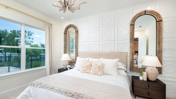 Bedroom, Chandelier, Interior, Recessed Lighting