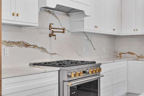 Interior, Kitchen, Marble Walls, Stainless Steel Appliances