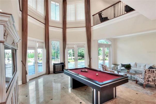 Billiard Table, Game Room, Interior, Recessed Lighting