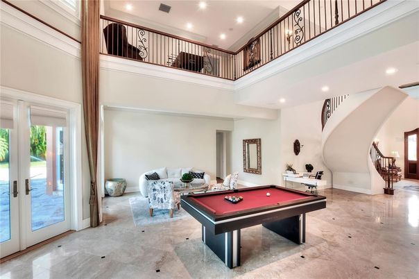 Billiard Table, Game Room, Interior, Recessed Lighting