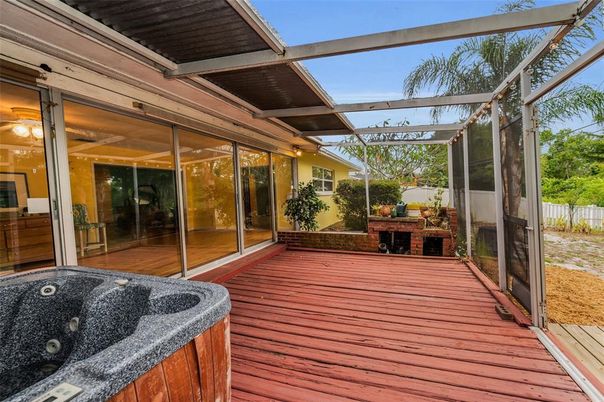 Glass Ceilings, Hot Tub, Interior, Sun Room, Wood Texture Flooring