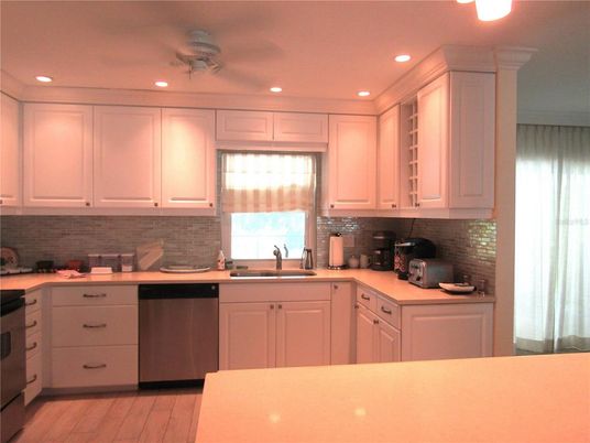 Interior, Kitchen, Recessed Lighting, Wood Texture Flooring