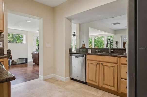 Interior, Kitchen, Recessed Lighting, Wood Texture Flooring