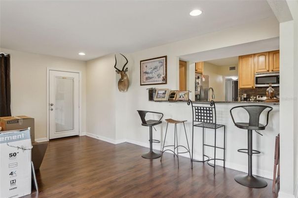 Interior, Kitchen, Recessed Lighting, Wood Texture Flooring