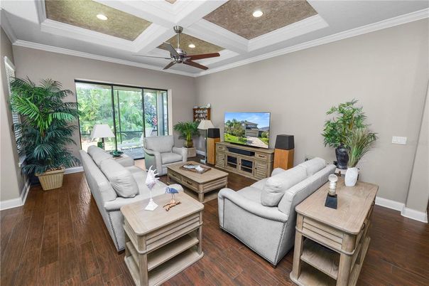 Interior, Living room, Recessed Lighting, Wood Texture Flooring