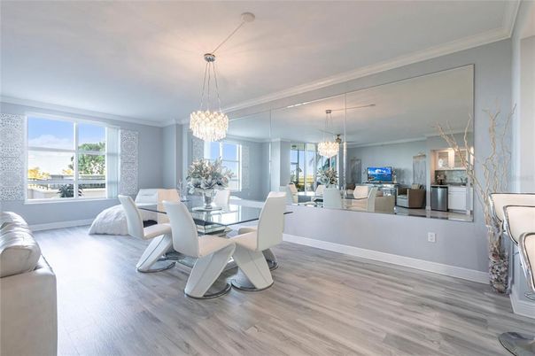 Chandelier, Dining room, Interior, Wood Texture Flooring