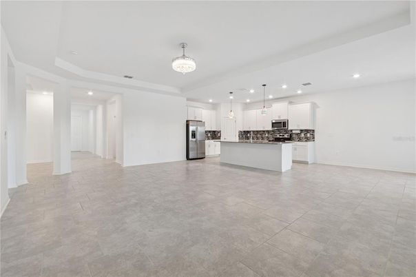 Chandelier, Interior, Kitchen, Pendant Lights, Recessed Lighting, Stainless Steel Appliances
