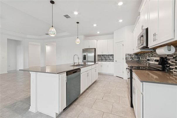 Interior, Kitchen, Pendant Lights, Recessed Lighting, Stainless Steel Appliances