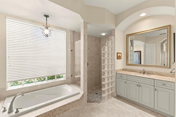 Bathroom, Chandelier, Interior, Recessed Lighting