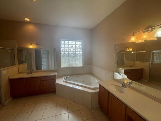 Bathroom, Dual Sink Vanities, Glass Shower, Interior, Recessed Lighting