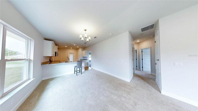 Chandelier, Empty room, Interior, Kitchen, Recessed Lighting