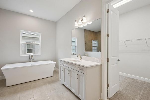 Bathroom, Dual Sink Vanities, Free Standing Baths, Interior, Recessed Lighting