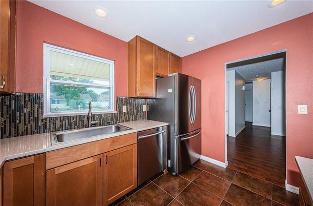 Interior, Kitchen, Recessed Lighting, Wood Texture Flooring