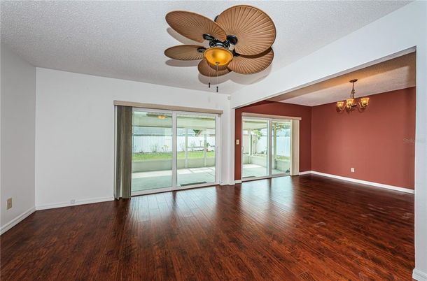 Chandelier, Empty room, Interior, Wood Texture Flooring