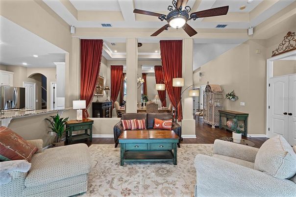 Interior, Kitchen, Living room, Recessed Lighting, Stainless Steel Appliances, Wood Texture Flooring