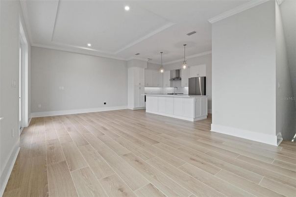Interior, Kitchen, Pendant Lights, Recessed Lighting, Wood Texture Flooring