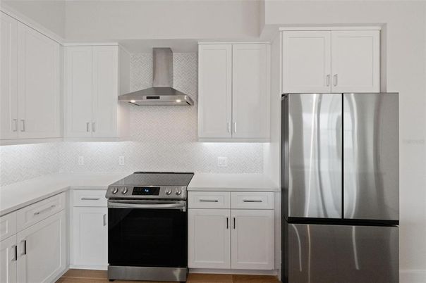 Interior, Kitchen, Stainless Steel Appliances, Wood Texture Flooring