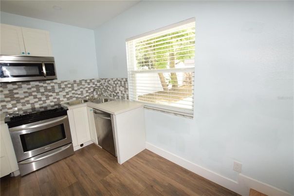 Interior, Kitchen, Stainless Steel Appliances, Wood Texture Flooring