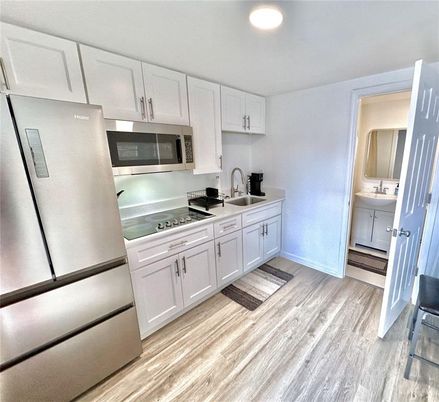 Interior, Kitchen, Recessed Lighting, Wood Texture Flooring