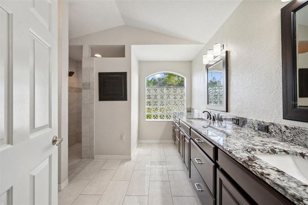 Bathroom, Dual Sink Vanities, Glass Shower, Interior