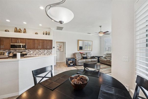 Dining room, Interior, Kitchen, Living room, Recessed Lighting, Stainless Steel Appliances