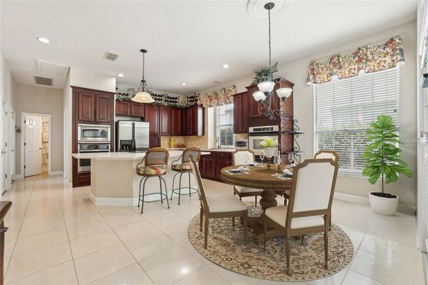 Dining room, Interior, Kitchen, Pendant Lights, Recessed Lighting, Stainless Steel Appliances