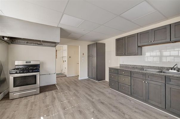 Interior, Kitchen, Stainless Steel Appliances, Wood Texture Flooring