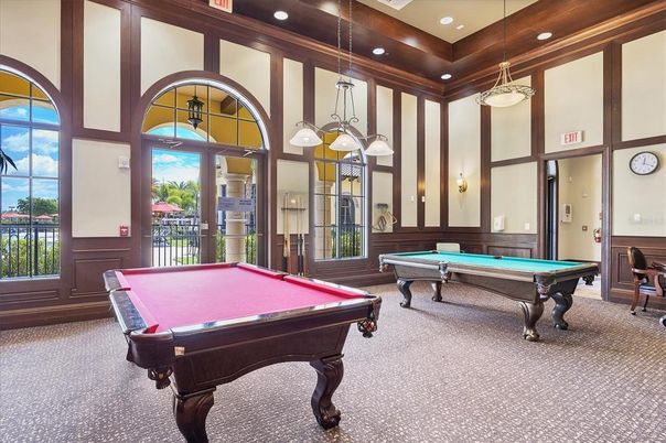 Billiard Table, Game Room, Interior, Pendant Lights, Recessed Lighting
