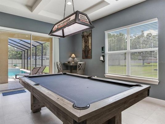 Billiard Table, Game Room, Interior, Recessed Lighting