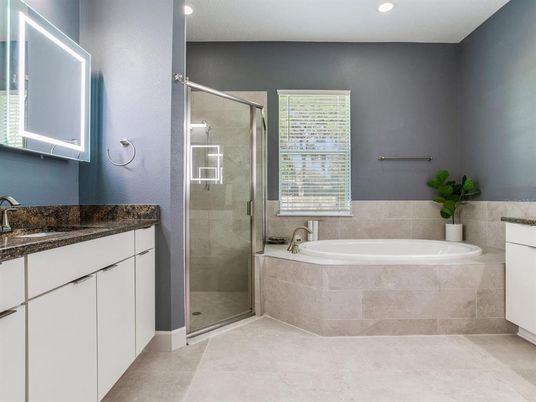 Bathroom, Glass Shower, Interior, Recessed Lighting
