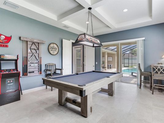 Billiard Table, Game Room, Interior, Pendant Lights, Recessed Lighting