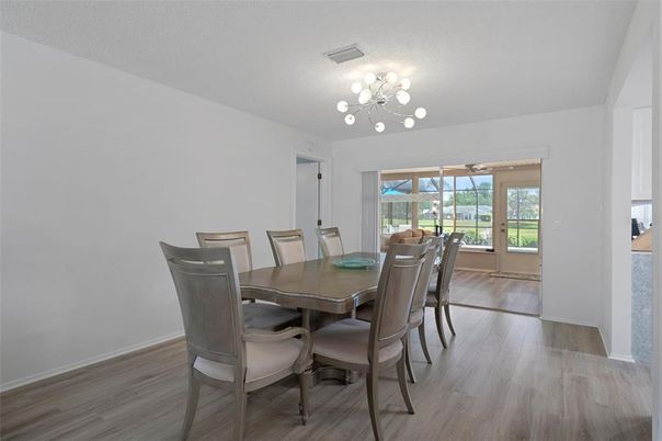 Chandelier, Dining room, Interior, Wood Texture Flooring