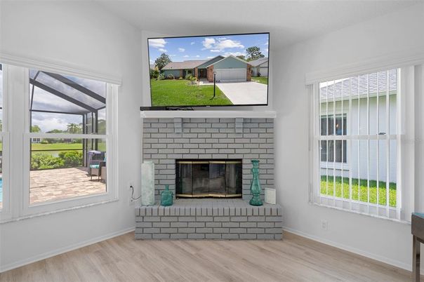 Fireplace, Interior, Wood Texture Flooring