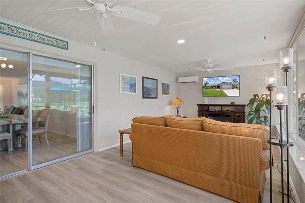 Dining room, Interior, Living room, Recessed Lighting, Wood Texture Flooring