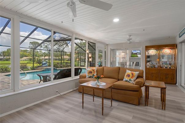 Dining room, Glass Ceilings, Interior, Living room, Recessed Lighting, Sun Room, Wood Texture Flooring