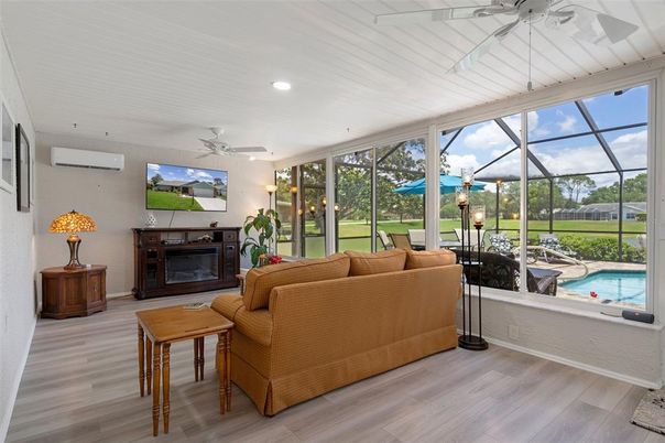 Glass Ceilings, Interior, Living room, Recessed Lighting, Sun Room, Wood Texture Flooring