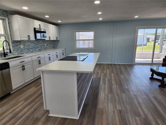 Interior, Kitchen, Recessed Lighting, Wood Texture Flooring