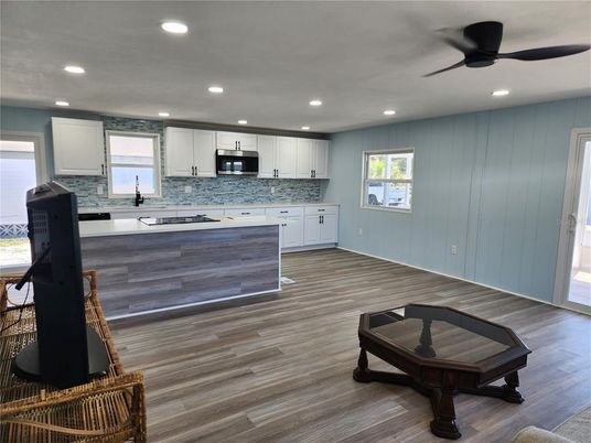 Interior, Kitchen, Recessed Lighting, Wood Texture Flooring