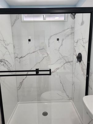 Bathroom, Glass Shower, Interior, Marble Walls