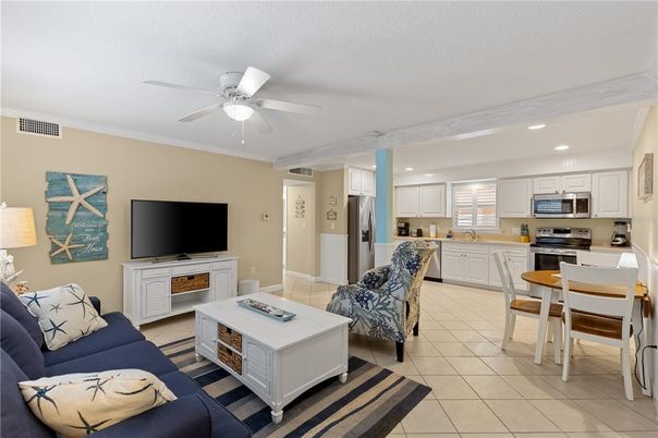 Dining room, Interior, Kitchen, Living room, Recessed Lighting, Stainless Steel Appliances