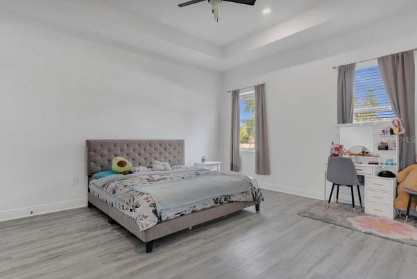 Bedroom, Home Office, Interior, Recessed Lighting, Wood Texture Flooring
