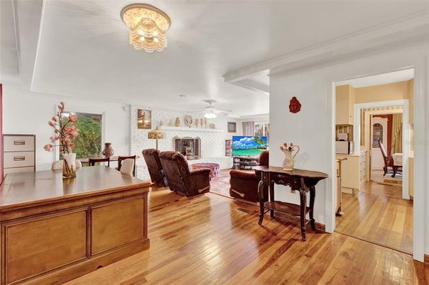 Dining room, Fireplace, Interior, Living room, Wood Texture Flooring
