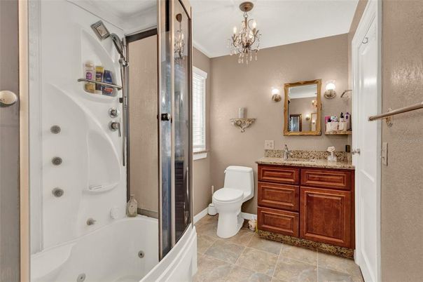Bathroom, Chandelier, Glass Shower, Interior
