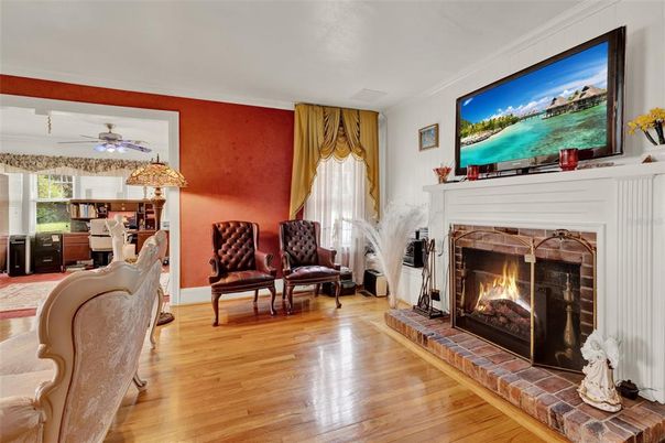 Fireplace, Interior, Wood Texture Flooring
