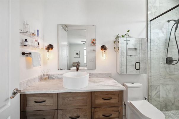 Bathroom, Glass Shower, Interior, Marble Walls
